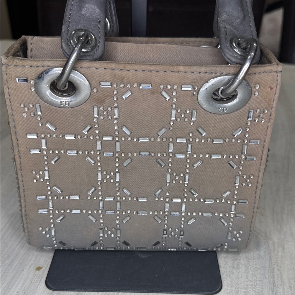 Source Unknown Beige and Gray Mini Bag - image 7